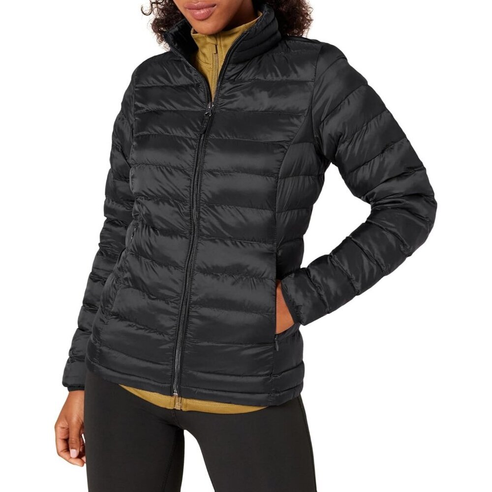 Women’s Black 100% Nylon Lightweight Zip-Up Winter Quilted Puffer Jacket